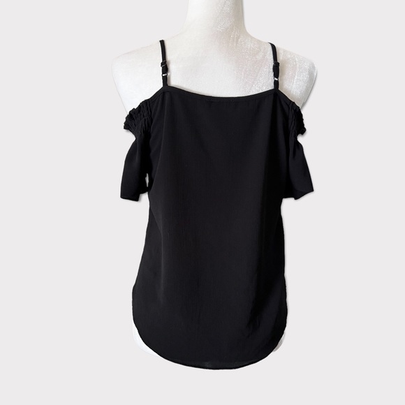 Papermoon Womens Black Cold Shoulder Short Sleeve Blouse Size Small - Picture 4 of 9